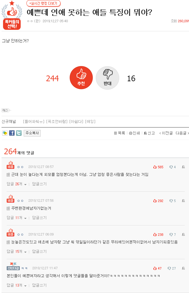 예쁜데 연애 못하는 애들 특징